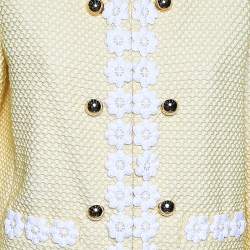 Pre Owned Boutique Moschino Yellow Textured Cotton Daisy Trimmed Jacket M