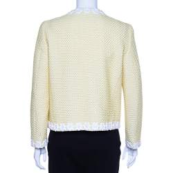 Pre Owned Boutique Moschino Yellow Textured Cotton Daisy Trimmed Jacket M
