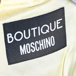Pre Owned Boutique Moschino Yellow Textured Cotton Daisy Trimmed Jacket M