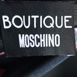 Pre Owned Boutique Moschino Black Heart Print Silk Top L