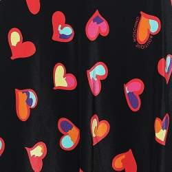 Pre Owned Boutique Moschino Black Heart Print Silk Skirt S