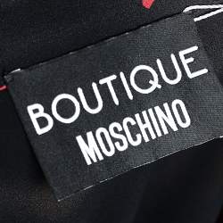 Pre Owned Boutique Moschino Black Heart Print Silk Skirt S