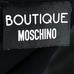Pre Owned Boutique Moschino Black Stiletto Printed Cotton Feather Pin Detail T-Shirt M