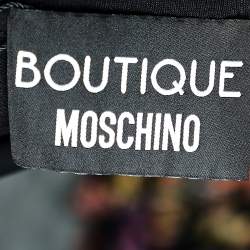 Pre Owned Boutique Moschino Black Cutwork Logo Detail Cotton Crewneck T-Shirt S