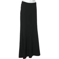 Pre Owned Boutique Moschino Black Crepe Maxi Skirt M