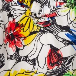 Pre Owned Boutique Moschino Multicolor Floral Printed Ruffled Front Sleeveless Top L