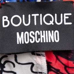 Pre Owned Boutique Moschino Multicolor Floral Printed Ruffled Front Sleeveless Top L