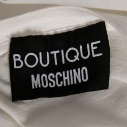 Pre Owned Boutique Moschino White Cotton Ruffle Detail Front Top S