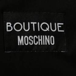 Pre Owned Boutique Moschino Black Crepe Plunging Neck Bow Embellished Detail Gown S