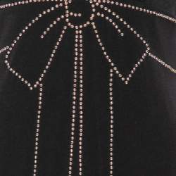 Pre Owned Boutique Moschino Black Crepe Plunging Neck Bow Embellished Detail Gown S