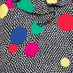 Pre Owned Boutique Moschino Black Polka Dot Ruffle Detail Neck Sleeveless Top L