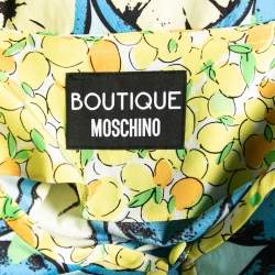 Pre Owned Boutique Moschino Blue and Yellow Floral Printed Cotton Ruffle Bell Sleeves Dress M