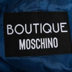 Boutique Moschino Blue Floral Printed Silk Single Breasted Blazer L