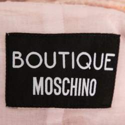 Pre Owned Boutique Moschino Pink Tweed Cut-Out Back Bow Detail Dress L