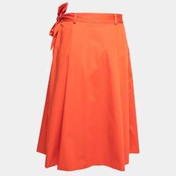 مملوكة مسبقًا Boutique Moschino Orange Cotton Pleated Belted Skirt M