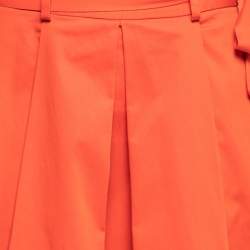 مملوكة مسبقًا Boutique Moschino Orange Cotton Pleated Belted Skirt M