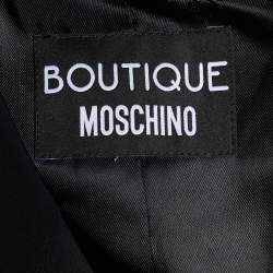 Pre Owned Boutique Moschino Color-Block Crepe & Leather Single Breasted Blazer M