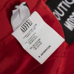 Pre Owned Boutique Moschino Red Crepe Flared Hem Skirt M