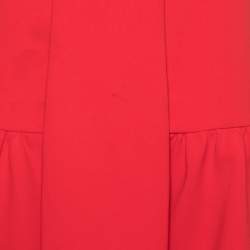 Pre Owned Boutique Moschino Red Crepe Flared Hem Skirt M