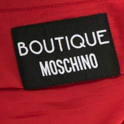 Pre Owned Boutique Moschino Red Crepe Flared Hem Skirt M