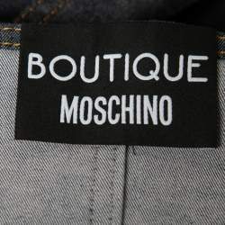 Pre Owned Boutique Moschino Denim Halter Neck Belted Mini Dress M