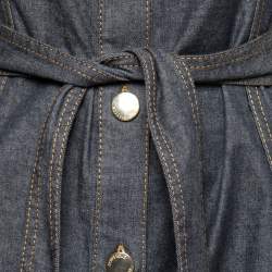 Pre Owned Boutique Moschino Denim Halter Neck Belted Mini Dress M