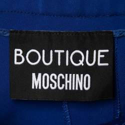 Pre Owned Boutique Moschino Blue Crepe Stretch Bow Detail Trousers M