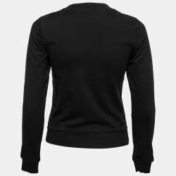Pre Owned Boutique Moschino Black Logo Print Pearl-Embellished Cotton Sweatshirt XS