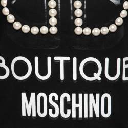 Pre Owned Boutique Moschino Black Logo Print Pearl-Embellished Cotton Sweatshirt XS
