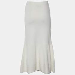 Pre Owned Boutique Moschino White Knit Midi Skirt S