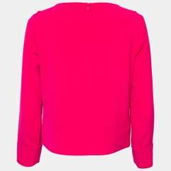 Pre Owned Boutique Moschino Pink Crepe Oversize Button Detail Top S