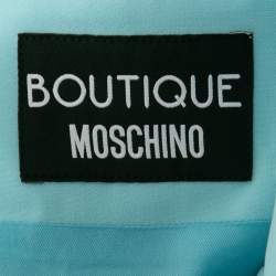 Pre Owned Boutique Moschino Aqua Blue Crepe Ribbon Detailed Jacket M