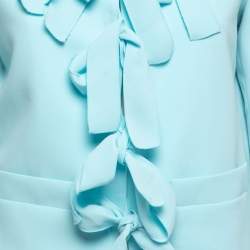 Pre Owned Boutique Moschino Aqua Blue Crepe Ribbon Detailed Jacket M