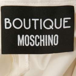 Pre Owned Boutique Moschino White Cotton Front Pleat Trousers S