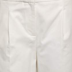 Pre Owned Boutique Moschino White Cotton Front Pleat Trousers S