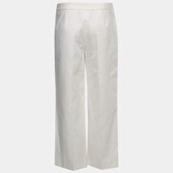 Pre Owned Boutique Moschino White Cotton Front Pleat Trousers S