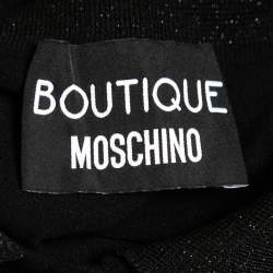 Pre Owned Boutique Moschino Black Patterned Lurex Knit Button Front Dress M