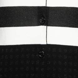Pre Owned Boutique Moschino Black Patterned Lurex Knit Button Front Dress M