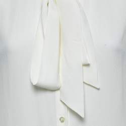 Pre Owned Boutique Moschino White Silk Crepe Neck Tie Detail Sleeveless Shirt M