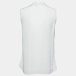 Pre Owned Boutique Moschino White Silk Crepe Neck Tie Detail Sleeveless Shirt M