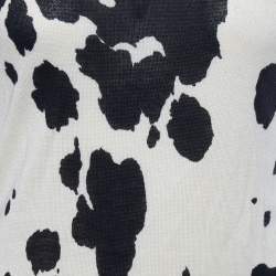 Pre Owned Boutique Moschino Cream Printed Silk & Cashmere Turtleneck Sleeveless Top L