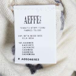 Pre Owned Boutique Moschino Cream Printed Silk & Cashmere Turtleneck Sleeveless Top L