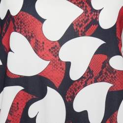 Pre Owned Boutique Moschino Black Heart Printed Wool & Satin Pullover L