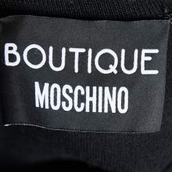 Pre Owned Boutique Moschino Black Heart Printed Wool & Satin Pullover L