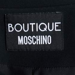 Pre Owned Boutique Moschino Black Crepe Oversize Logo Button Detail Cropped Jacket S