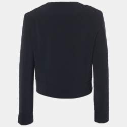 Pre Owned Boutique Moschino Black Crepe Oversize Logo Button Detail Cropped Jacket S