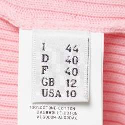 Pre Owned Boutique Moschino Pink Ribbed Knit Cardigan & Skirt Set M