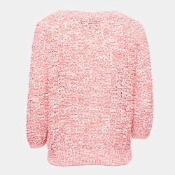 Pre Owned Boutique Moschino Pink/White Knit Crew Neck Sweater M