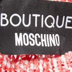 Pre Owned Boutique Moschino Pink/White Knit Crew Neck Sweater M