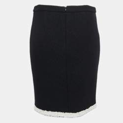 Boutique Moschino Black Wool Lace Trimmed Pencil Skirt M
